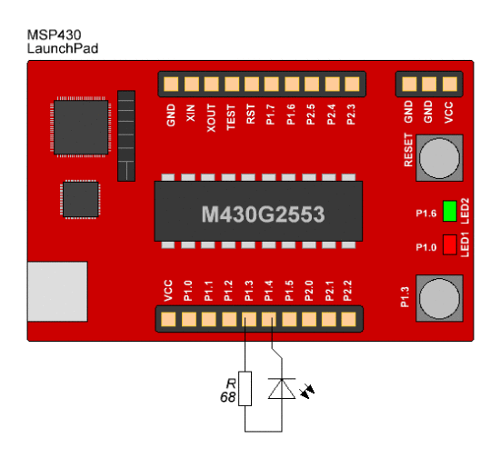 Макетная схема на LaunchPad MSP430